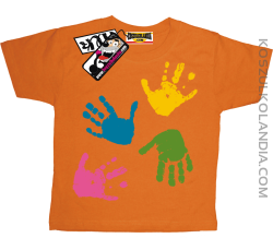 Łapki z farby - super koszulka dziecięca - pomarańczowy