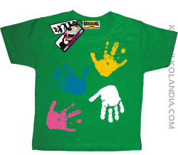 Łapki z farby - super koszulka dziecięca - zielony