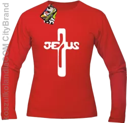 JEZUS w Krzyżu Symbol Vector - Longsleeve Męski - Czerwony