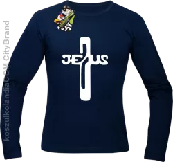 JEZUS w Krzyżu Symbol Vector - Longsleeve Męski - Granatowy