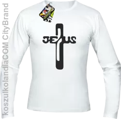 JEZUS w Krzyżu Symbol Vector - Longsleeve Męski - Biały