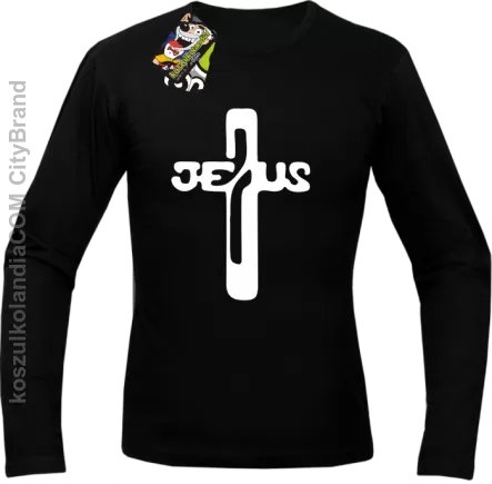 JEZUS w Krzyżu Symbol Vector - Longsleeve Męski - Czarny