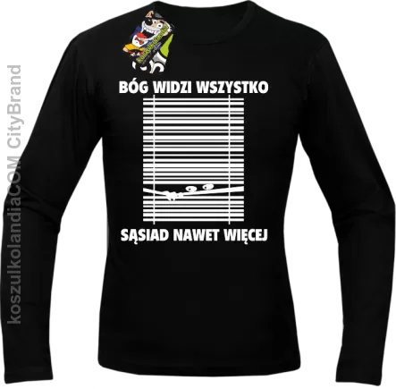 Bóg widzi wszystko Sąsiad nawet więcej - longsleeve męski - Czarny