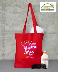 Piękna Mądra Skromna & Sexy - Torba EKO czerwona 