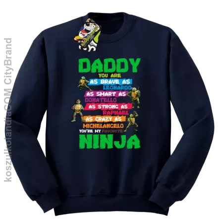 Daddy you are as brave as Leonardo Ninja Turtles - Bluza męska standard bez kaptura granat