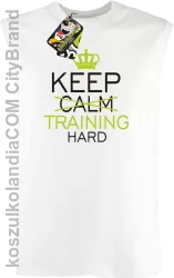 Keep Calm and TRAINING HARD - Bezrękawnik męski biały 