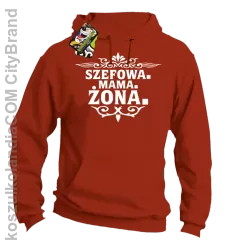 Szefowa Mama Żona - Bluza męska z kapturem pomarańcz 