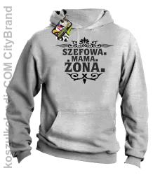 Szefowa Mama Żona - Bluza męska z kapturem melanż 