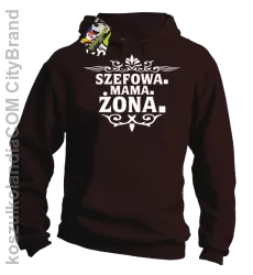 Szefowa Mama Żona - Bluza męska z kapturem brąz 