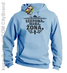 Szefowa Mama Żona - Bluza męska z kapturem błękit 