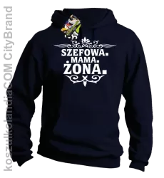 Szefowa Mama Żona - Bluza męska z kapturem granat
