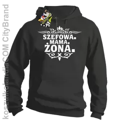 Szefowa Mama Żona - Bluza męska z kapturem szara 