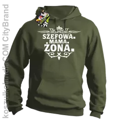 Szefowa Mama Żona - Bluza męska z kapturem khaki