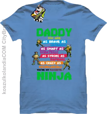 Daddy you are as brave as Leonardo Ninja Turtles - Koszulka męska błękit 