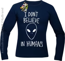 Cosmic Face I dont believe in humans - Longsleeve męski granat 