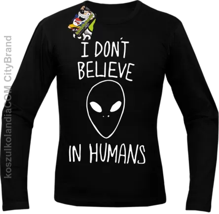 Cosmic Face I dont believe in humans - Longsleeve męski czarny 