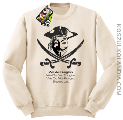 Anonymous We are Legion We Do Not Forget We Do Not Forgive Expect Us - Bluza standard bez kaptura beżowa 