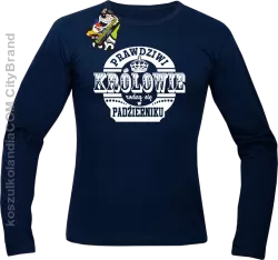 Prawdziwi królowie rodzą się w październiku - Longsleeve męski granat