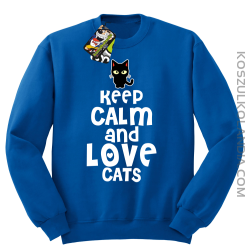 Keep calm and Love Cats Czarny Kot Filuś - Bluza męska standard bez kaptura niebieska 