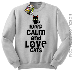 Keep calm and Love Cats Czarny Kot Filuś - Bluza męska standard bez kaptura melanż 