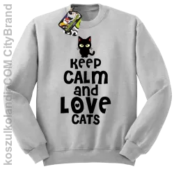 Keep calm and Love Cats Czarny Kot Filuś - Bluza męska standard bez kaptura melanż 