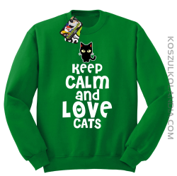 Keep calm and Love Cats Czarny Kot Filuś - Bluza męska standard bez kaptura zielona 