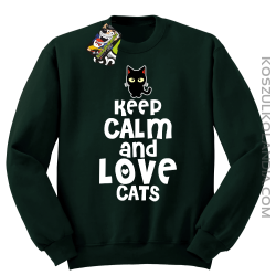 Keep calm and Love Cats Czarny Kot Filuś - Bluza męska standard bez kaptura butelkowa 