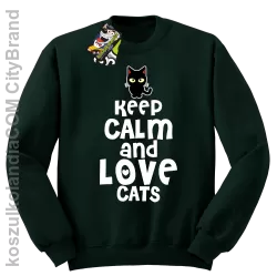 Keep calm and Love Cats Czarny Kot Filuś - Bluza męska standard bez kaptura butelkowa 