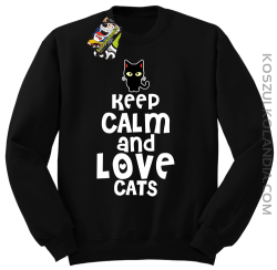 Keep calm and Love Cats Czarny Kot Filuś - Bluza męska standard bez kaptura czarna 