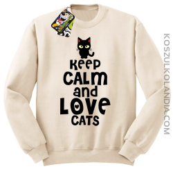 Keep calm and Love Cats Czarny Kot Filuś - Bluza męska standard bez kaptura beżowa 