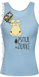 PSITUL ZILAFKE przytul żyrafkę - top damski błękitny 