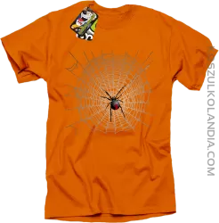 Pajęczyna z pająkiem - koszulka męska pomarańczowa
