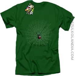 Pajęczyna z pająkiem - koszulka męska zielona