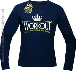 Workout shut the FUCKUP and train - Longsleeve męski granat 
