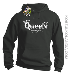 Queen Simple - Bluza z kapturem szara 