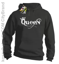 Queen Simple - Bluza z kapturem szara 