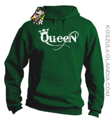 Queen Simple - Bluza z kapturem zielona 