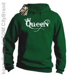 Queen Simple - Bluza z kapturem zielona 