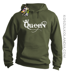 Queen Simple - Bluza z kapturem khaki