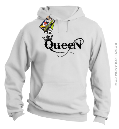 Queen Simple - Bluza z kapturem biała 