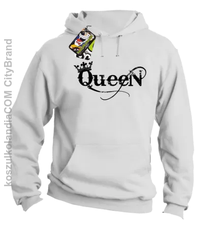 Queen Simple - Bluza z kapturem biała 