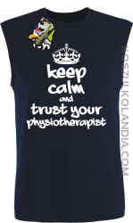 Keep Calm and trust your Physiotherapist - bezrękawnik męski TANK TOP - Granatwowy