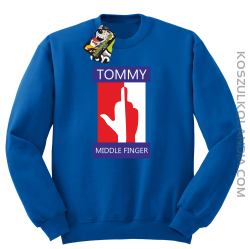 Tommy Middle Finger - Bluza męska standard bez kaptura niebieska 