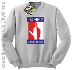 Tommy Middle Finger - Bluza męska standard bez kaptura melanż 