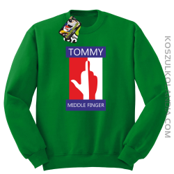 Tommy Middle Finger - Bluza męska standard bez kaptura zielona 