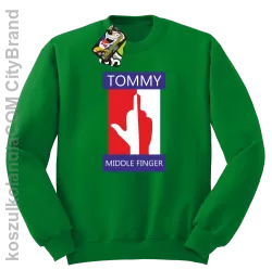 Tommy Middle Finger - Bluza męska standard bez kaptura zielona 