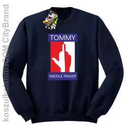 Tommy Middle Finger - Bluza męska standard bez kaptura granat