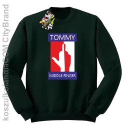 Tommy Middle Finger - Bluza męska standard bez kaptura butelkowa 