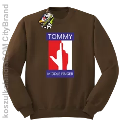 Tommy Middle Finger - Bluza męska standard bez kaptura brąz 