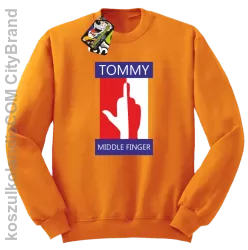 Tommy Middle Finger - Bluza męska standard bez kaptura pomarańcz 